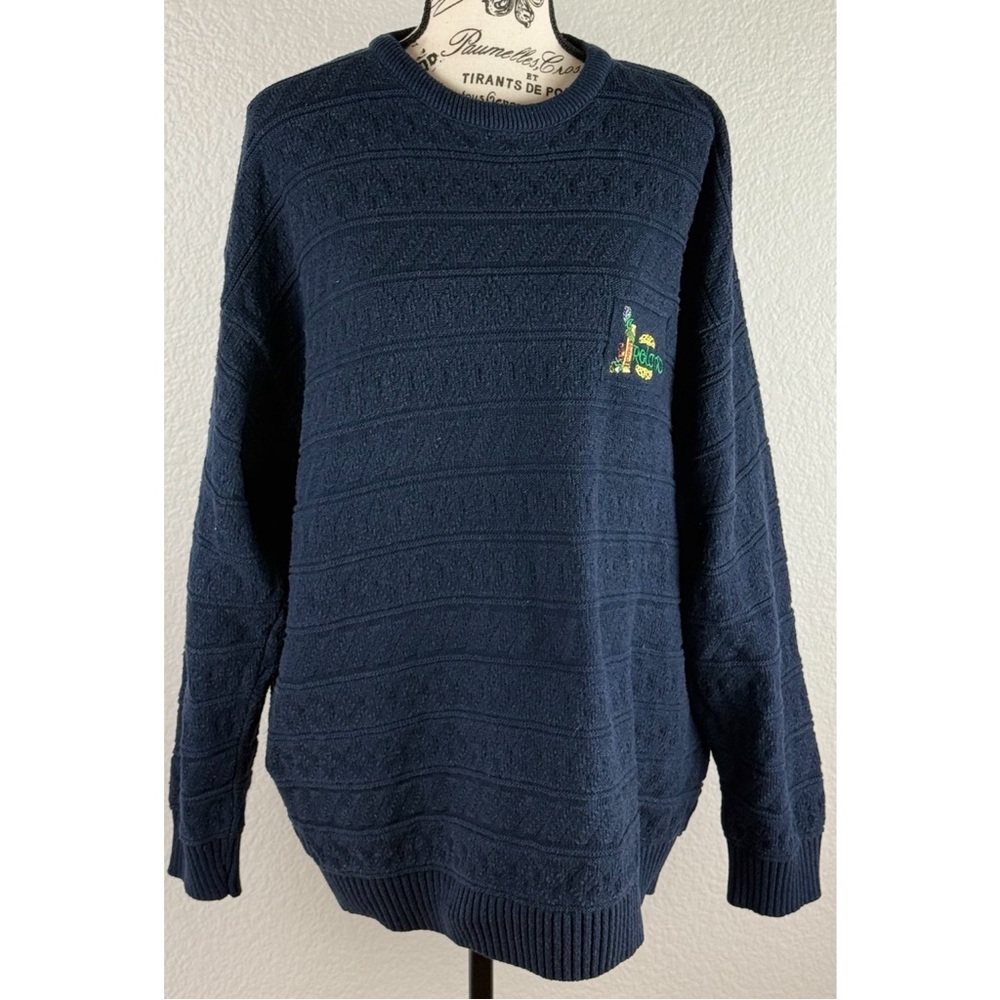 Blarney Woolen Mills Pullover Crewneck Sweater Ireland Celtic Embroidery Large